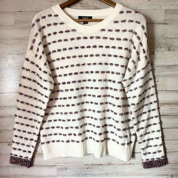 NWOT Tribekka 44 Cream Tinsel Sweater Medium - Picture 1 of 6